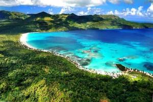 an aerial view of a beach in the ocean at Casa mar in Las Galeras