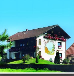 a house with flowers on the side of it at Pension Haus Donaublick in Deggendorf