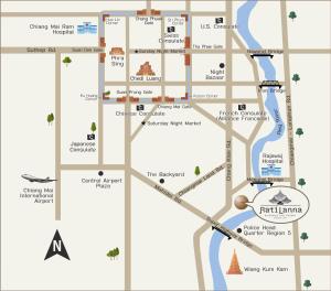 a map of the city of reichenaming at RatiLanna Riverside Spa Resort in Chiang Mai
