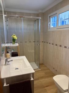 a bathroom with a sink and a shower at Isabella in Roquetas de Mar +23 photos