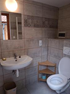 a bathroom with a sink and a toilet at Pravda in Loket