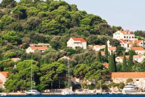 a town on a hill with boats in the water at Villa Imperial View in Zaton