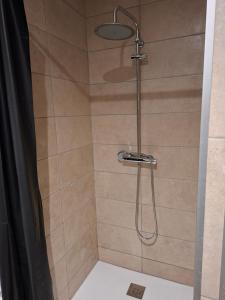 a shower with a shower head in a bathroom at Secret Night in Audincourt +5 photos