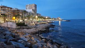 a group of people on a beach near the water at Rodas Apartment in Torrevieja