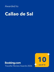 a yellow box with the text callada de sail at Callao de Sal in Mazo