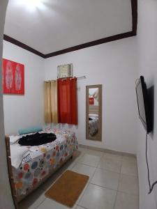 a bedroom with a bed and a television in it at Aconchego de Olinda in Olinda