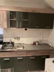 a kitchen with a sink and a counter top at Apartman Djokic 1 in Požarevac