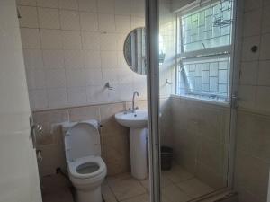 a bathroom with a toilet and a sink at Maglovir Plumstead 5 rooms bulk in Plumstead