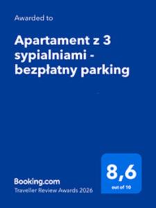 a screenshot of a cell phone with the words apartment parliamentary parking at Apartament z 3 sypialniami - bezpłatny parking in Łódź