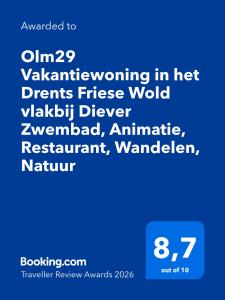 a screenshot of a cell phone with the wordsogyngiving in her parents free world at Olm29 Vakantiewoning in het Drents Friese Wold vlakbij Diever Zwembad, Animatie, Restaurant, Wandelen, Natuur in Oude Willem