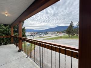 a balcony with a view of a street at Chalet Inn in Kitimat