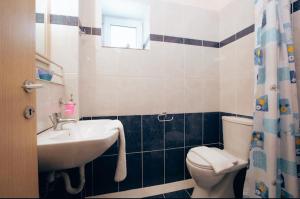 a bathroom with a sink and a toilet at Salt & Stone in Drymon