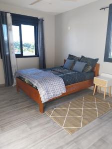 a bedroom with a bed and a window at Ô belle vue in Bras-Panon