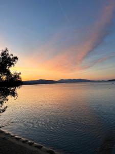 a sunset over a lake with a tree in the foreground at Tolo in Tolo