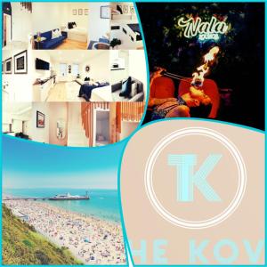 a collage of photos of a beach with the words kx at The Kove Oceanview in Bournemouth