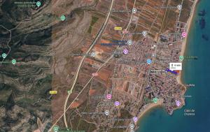 a map of a city with green dots at Apartamento Morro de Gos Ref067 in Oropesa del Mar
