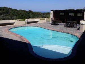 a large blue swimming pool in a yard at THE HAVEN HOTEL in Mpume