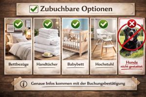 a collage of pictures of a bedroom with a dog at Klippenblick in Schierke