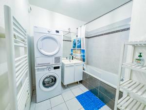 a laundry room with a washing machine and a sink at Apartment 4 pers avec Terrasse in Sète