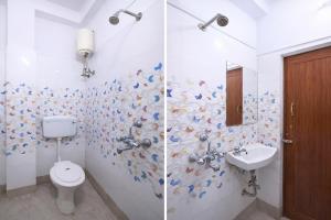 two pictures of a bathroom with a toilet and a sink at FabHotel Continental in kolkata +23 photos