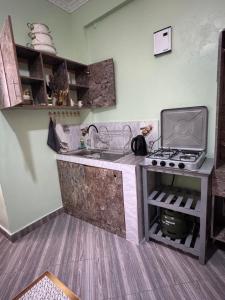 a kitchen with a sink and a stove at H lacasa in Voi