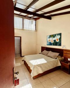 a bedroom with a bed and a painting on the wall at Hotel Dominguez Plaza in Nova Friburgo +43 photos