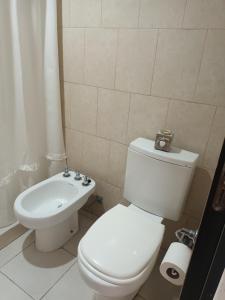 a bathroom with a white toilet and a sink at Mi Espacio en Gualeguaychú in Gualeguaychú +30 photos
