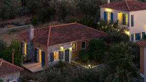 an aerial view of a house with a red roof at Art Lesvos Villa 2 in Pyrgi Thermis
