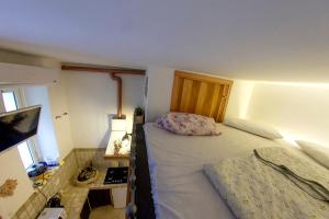 a bedroom with a large bed and a television at Underground Rome's Room in Rome