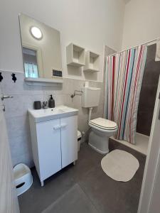 a bathroom with a sink and a toilet and a shower at casa surano in Diso