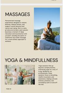 a page of a magazine with a woman doing yoga and mindfulness at Via Funicolare in Brunate
