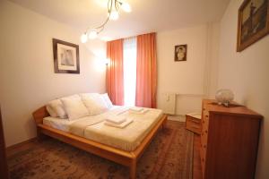 sypialnia z łóżkiem i oknem w obiekcie Apartament Tais we Wrocławiu