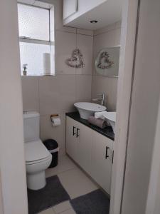 a bathroom with a toilet and a sink at Stadium Apartment in Cape Town +1 photo