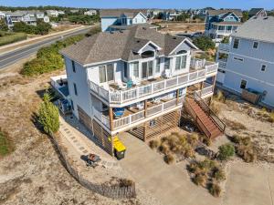 an aerial view of a house with a deck at Anchors Away in Corolla
