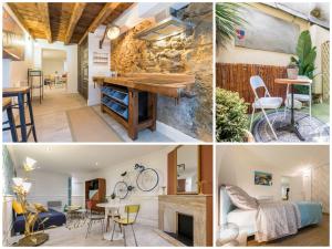 a collage of photos of a house with a room at Les Deux Clefs in Mont-de-Marsan
