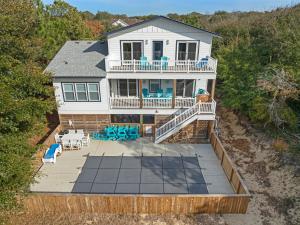 an aerial view of a house with a deck at Wax Turtle in Southern Shores