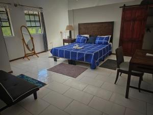 a bedroom with a bed and a table and chairs at Kaye Jacquot in Monchy