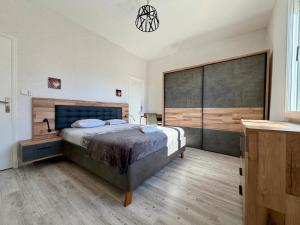 a bedroom with a large bed in a room at L'Horizon de la Cité in Carcassonne