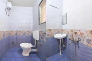 two pictures of a bathroom with a toilet and a sink at FabHotel Dream Sky in Kharadi +21 photos