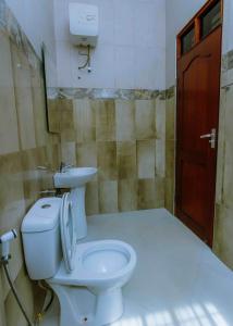 a bathroom with a toilet and a sink at Dream Kilimanjaro Complex Hotel in Msaranga +3 photos