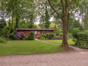 een huis midden in een tuin bij Cosily furnished chalet with gas fireplace, in a holiday park in Twente in Ootmarsum