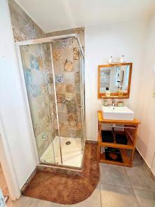 a bathroom with a shower and a sink at Cozy & elegant, proche de Martigues in Saint-Mitre-les-Remparts