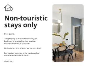 a catalogue of a dining room with a table and chairs at Limehome Madrid Calle de Fomento - estancia temporal in Madrid