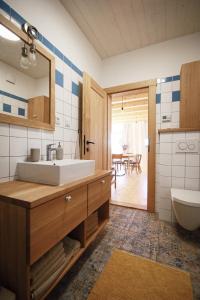 a bathroom with a sink and a tub and a toilet at Příchvoj 8 Český ráj in Sobotka +39 photos
