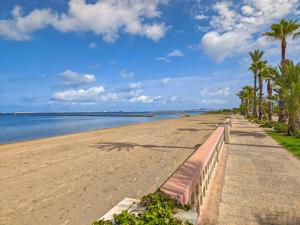 a sandy beach with palm trees and the ocean at Occidental Mar Menor in Cartagena
