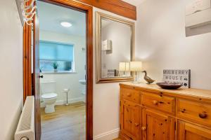 a bathroom with a toilet and a sink and a mirror at 2 Bed in Bodham oc-m15008 in Bodham +12 photos