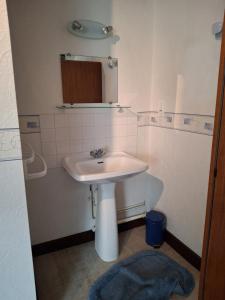 a bathroom with a sink and a mirror at Appartement spacieux en duplex in Saint-Lary-Soulan