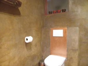 a bathroom with a toilet and a roll of toilet paper at Travelers Nest in St Lucia +41 photos