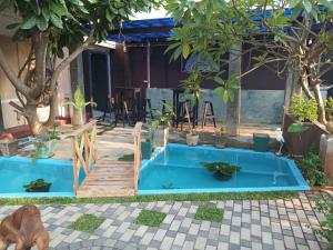a pool in the middle of a patio with plants at Blu EDGE BEACH RESORT in Katuneriya +17 photos