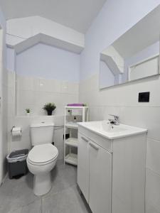 a white bathroom with a toilet and a sink at Estudios Céntricos 65 in Santander